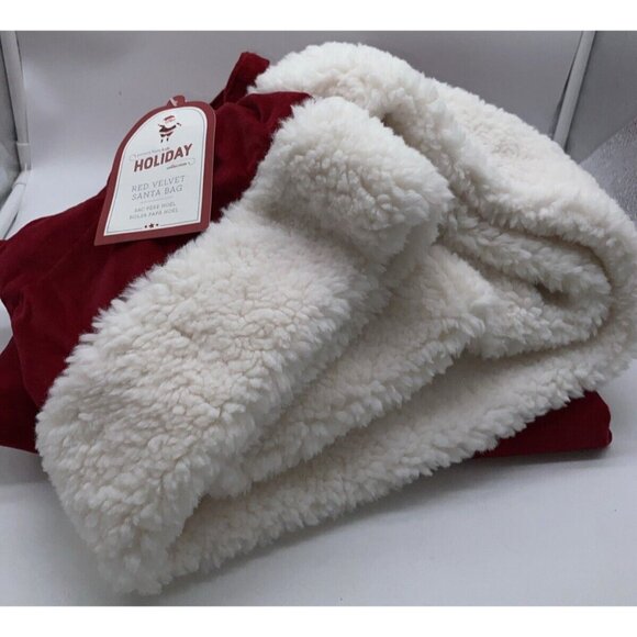 Pottery Barn Kids Lucas Red Velvet Santa Bag Sack Christmas Stocking 40 x 33 in - Picture 13 of 15